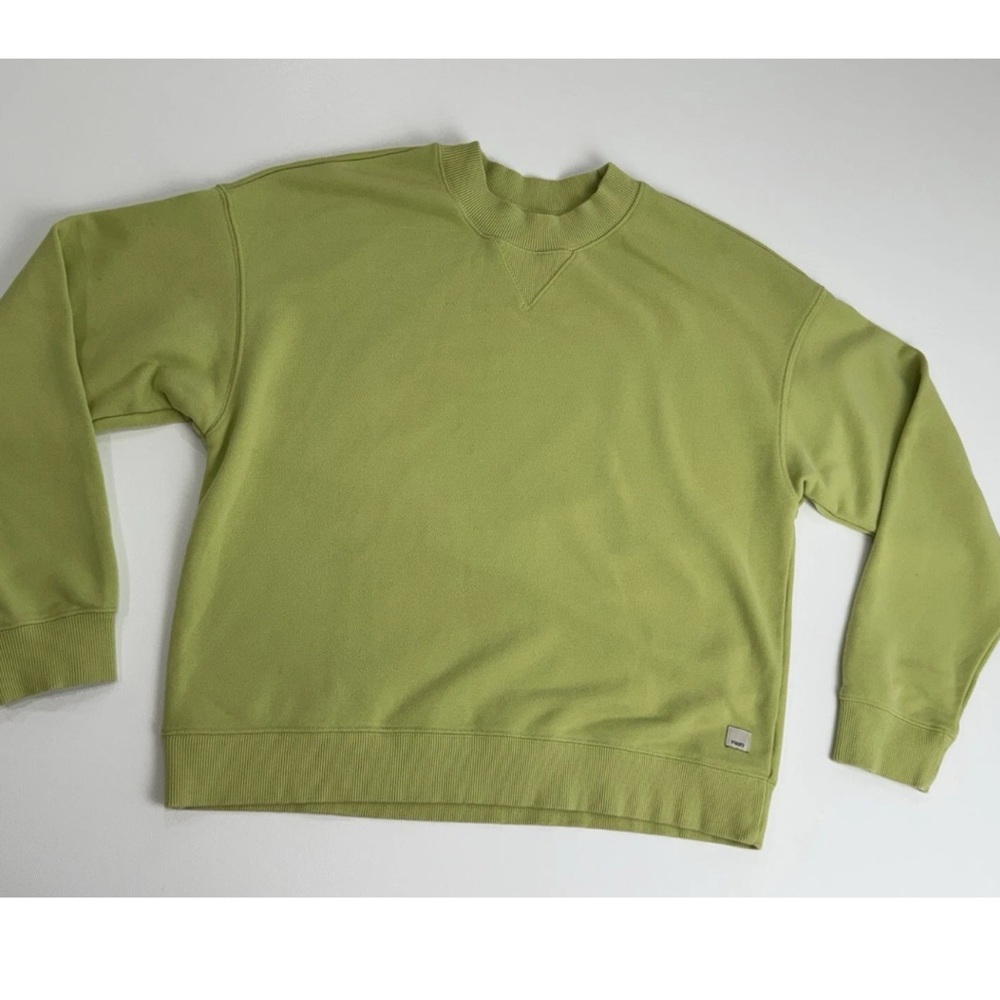 Vuori Women's Knit Trim Crew Neck Pullover Long Sleeve Lime Green Size. X Small